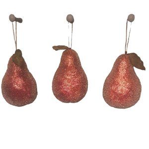 3 Jeweled Pears Beaded Holiday Christmas Decor 7 Inches Tall